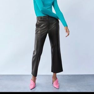 Aritzia Babaton cropped straight leg leather pants
